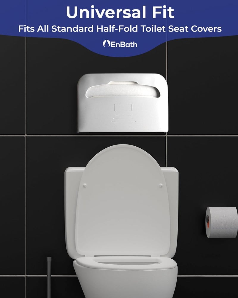 EnBath Commercial Toilet Seat Cover Dispenser Wall Mount, White Half-Fold Toilet Seat Cover Holder for Bathroom/Restroom - Image 3